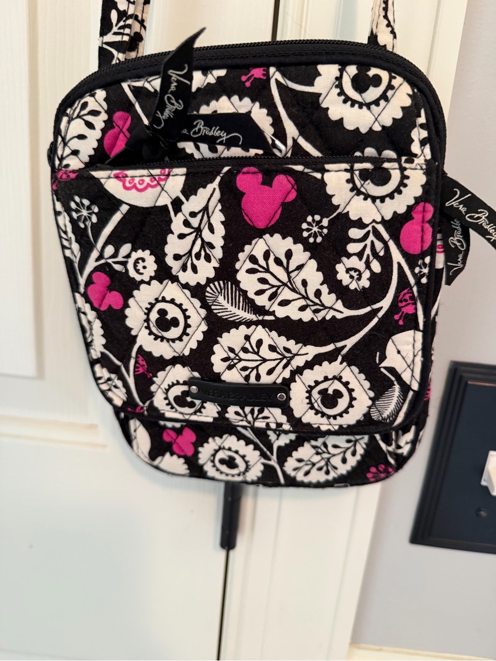 Vera Bradley Black, White & Pink Floral Crossbody